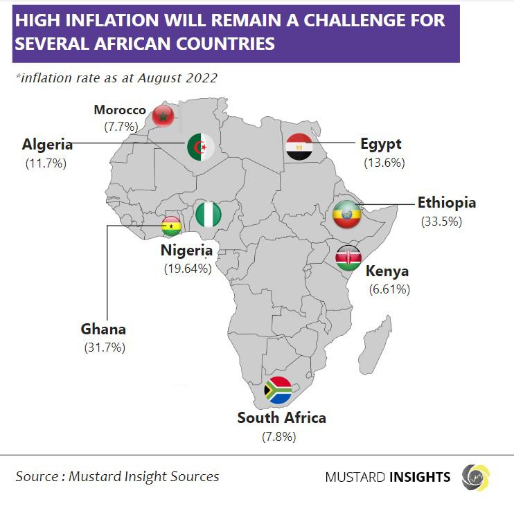 Inflation Rates in the Leading African Countries as of August 2022