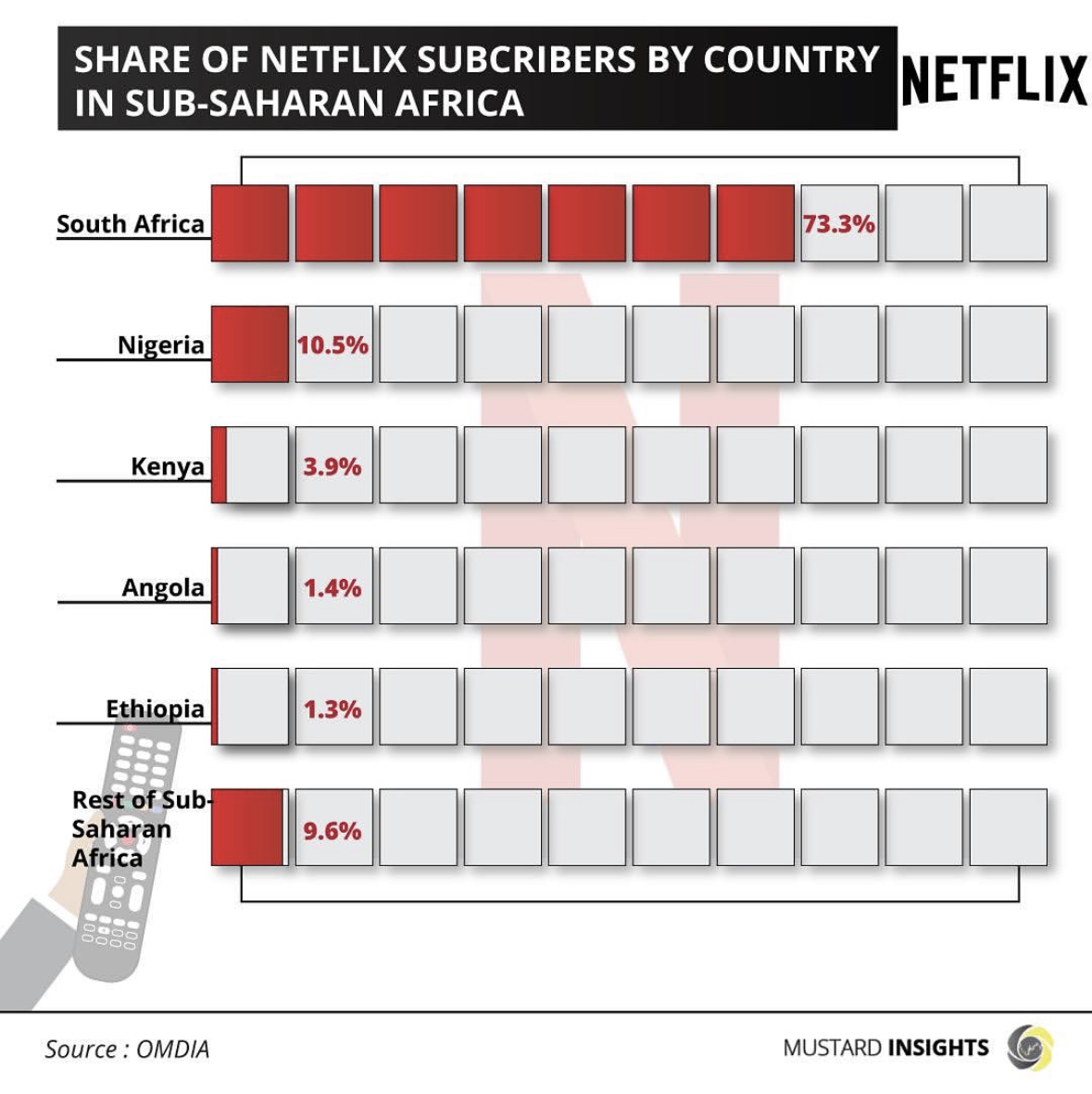 Share of Netflix Subscribers By Country In Sub-Saharan Africa